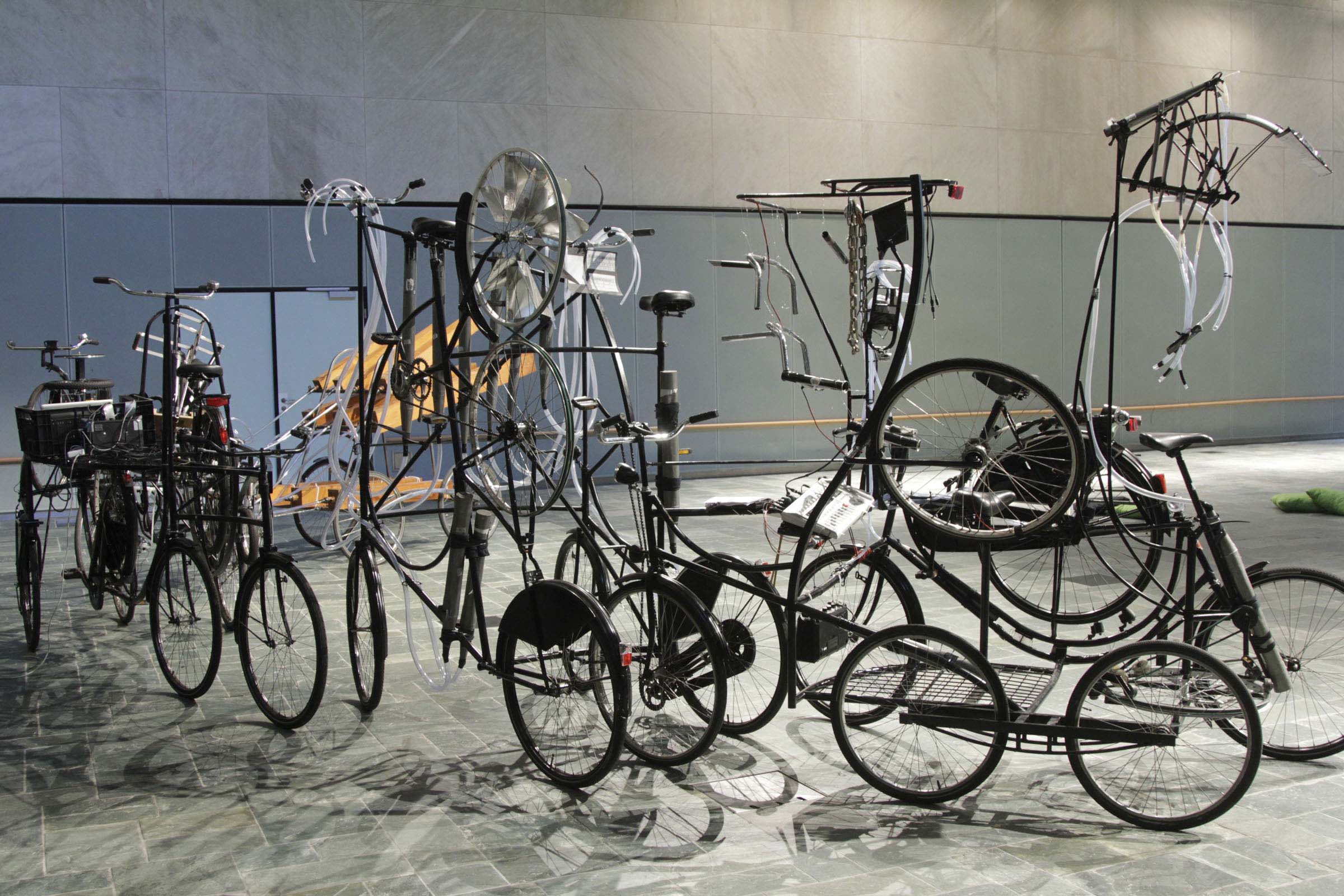 two mobile bike installations from the Music Theater performance Cyclophonia at De Doelen Rotterdam